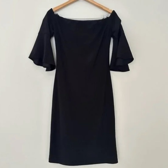NWT Betsy & Adam Women's Off The Shoulder Dress with Ruffle Sleeves size 4 - Picture 4 of 11